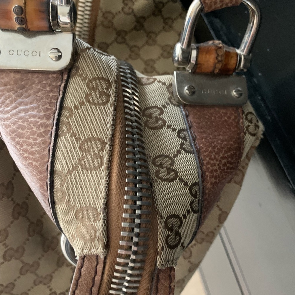 Gucci Beige and Brown Vintage Canvas Bamboo Bar women’s Handbag - Picture 7 of 16